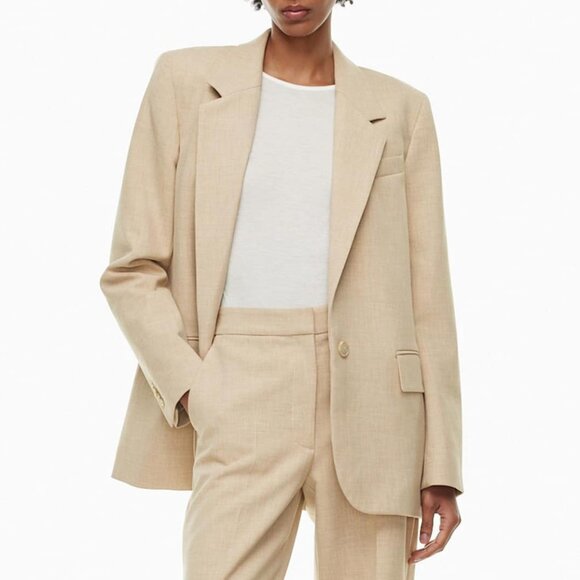 New Aritzia Wilfred Generation Blazer Heather Oat Medium $228 - Picture 1 of 12